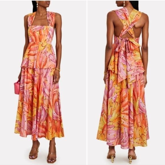FARM Rio Dresses & Skirts - FARM RIO Nwot Ombre Bananas Crossed Back Square Neck Maxi Dress XS Women's